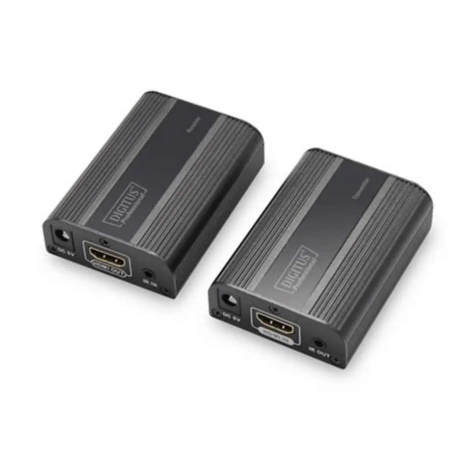 ⁨HDMI extender/extender up to 30m/60m via Cat.6/7, 4K2K 60Hz UHD, HDCP 2.2, IR, audio (set)⁩ at Wasserman.eu