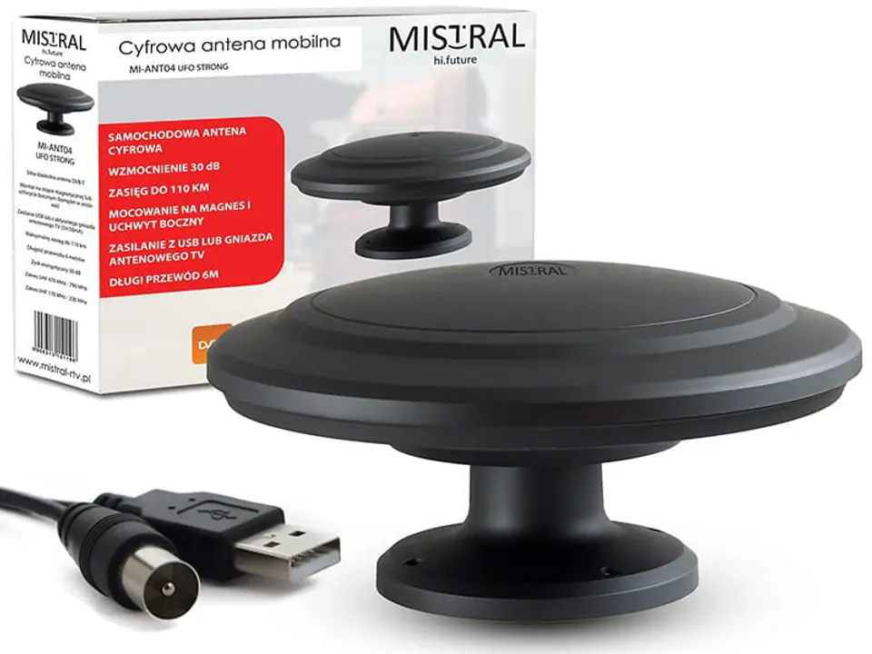 ⁨Car TV antenna DVBT / T2 Mistral MI Black MI-ANT04 / C⁩ at Wasserman.eu