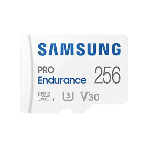 ⁨Samsung PRO Endurance MB-MJ256KA/EU 256 GB, MicroSD Memory Card, Flash memory class U3, V30, Class 10, SD adapter⁩ w sklepie Wasserman.eu