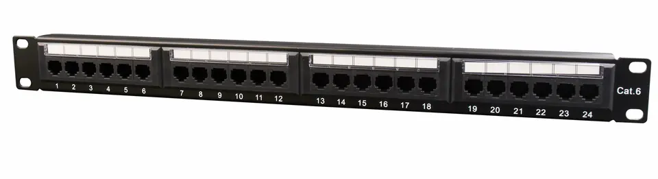 ⁨GEMBIRD PATCH PANEL Z PÓŁKĄ DO ORGANIZACJI KABLI NPP-C624CM-001 (1U; 19"; KAT.6; UTP; 24XRJ45)⁩ w sklepie Wasserman.eu