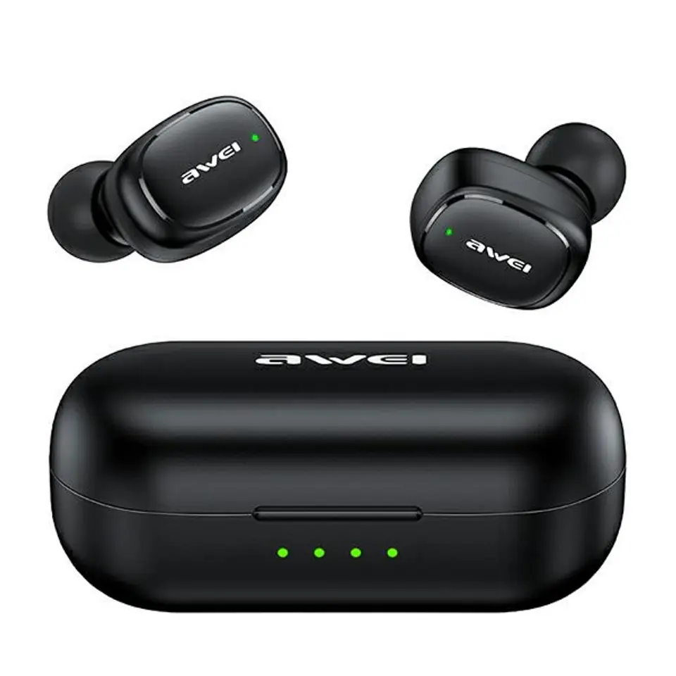 ⁨AWEI Bluetooth 5.1 Headphones T13 Pro TWS + Docking Station Black/Black⁩ at Wasserman.eu