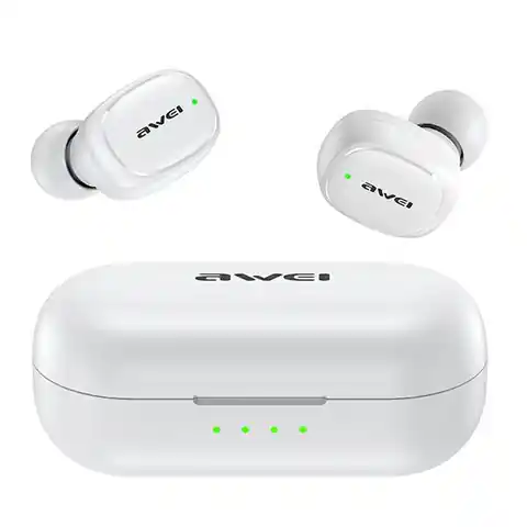 ⁨AWEI Bluetooth 5.1 headphones T13 TWS + docking station white/white⁩ at Wasserman.eu