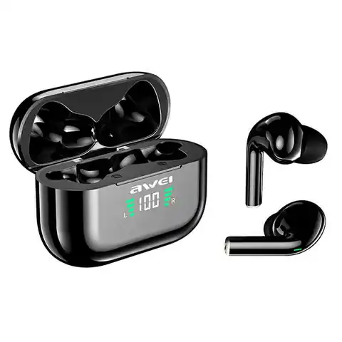 ⁨AWEI słuchawki Bluetooth 5.1 T29P TWS + stacja dokująca czarny/black⁩ w sklepie Wasserman.eu