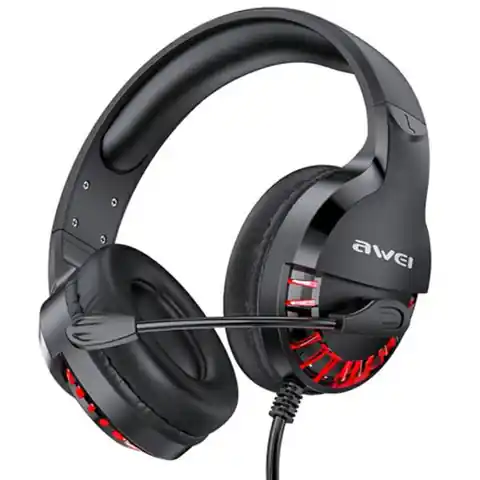 ⁨AWEI słuchawki gaming ES-770i nauszne gamingowe z mikrofonem czarny/black⁩ w sklepie Wasserman.eu