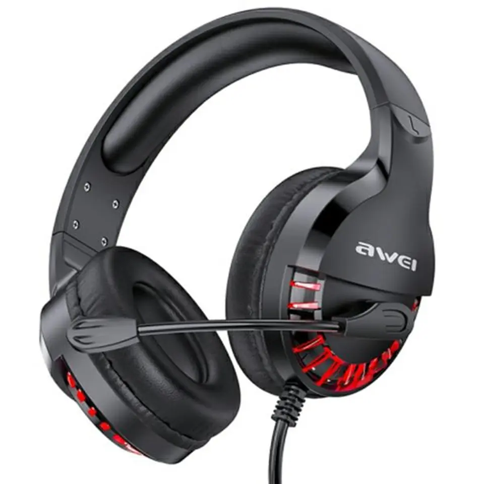 ⁨AWEI ES-770i gaming on-ear gaming headphone with microphone black/black⁩ at Wasserman.eu