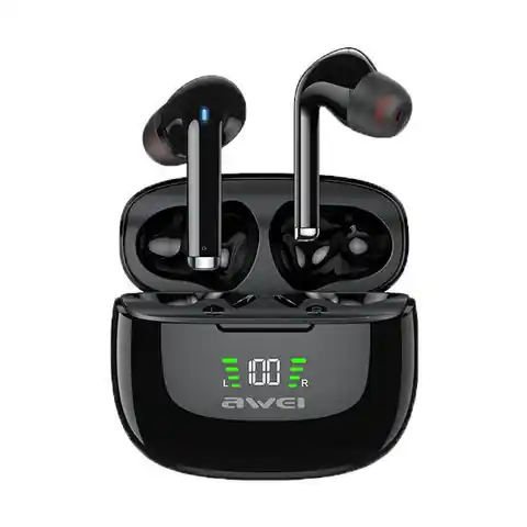 ⁨AWEI Bluetooth 5.2 Sports Headphones TA8 TWS + Docking Station Black/Black⁩ at Wasserman.eu