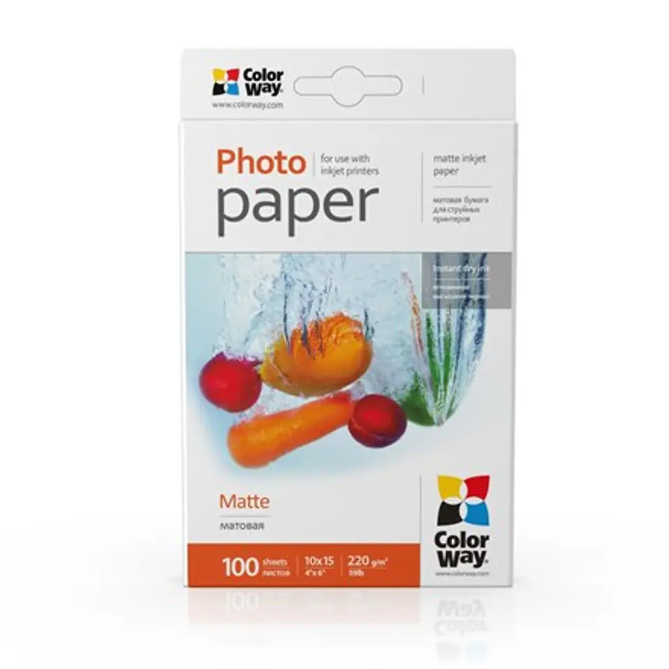 ⁨ColorWay PM2201004R Matte Photo Paper, White, 10 x 15 cm, 220 g/m²⁩ at Wasserman.eu