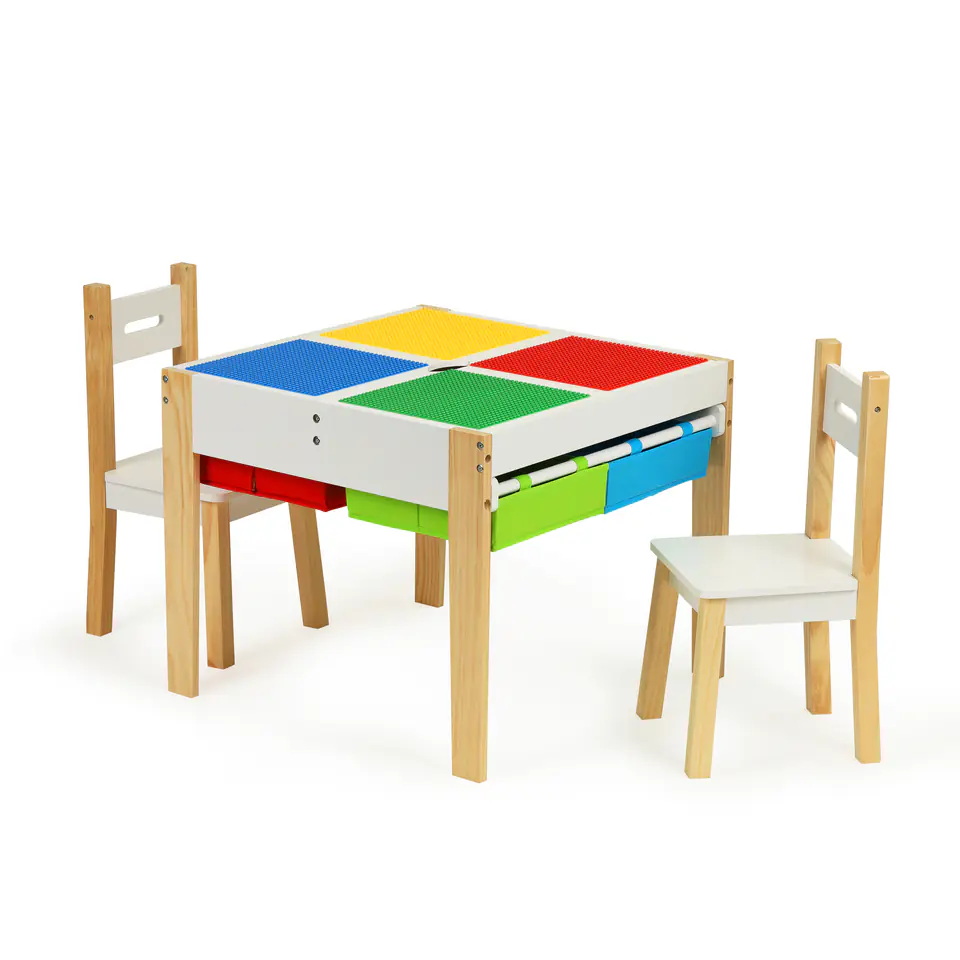 ⁨Drewniane meble dla dzieci zestaw stół + 2 krzesła ECOTOYS⁩ w sklepie Wasserman.eu