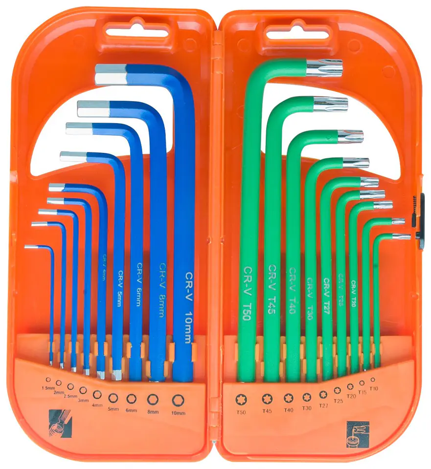 ⁨SET OF HEX AND TORX STEM WRENCHES LONG 18 PIECES⁩ at Wasserman.eu