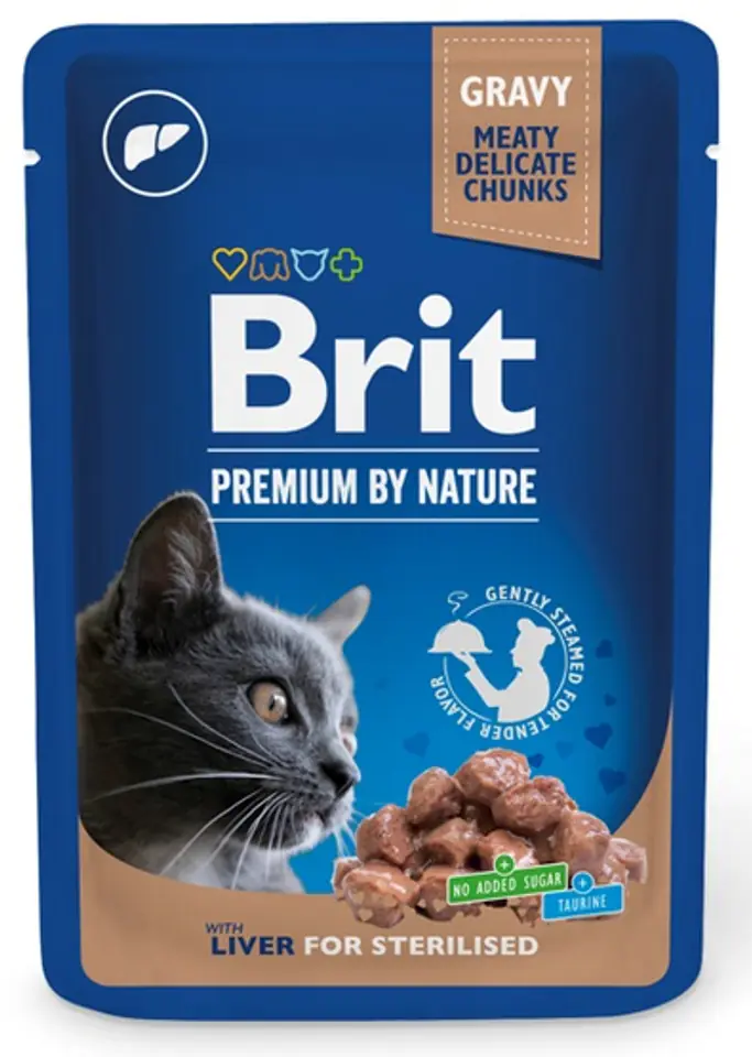 ⁨Brit Premium By Nature Cat Sterilised Liver sachet sauce 100g⁩ at Wasserman.eu