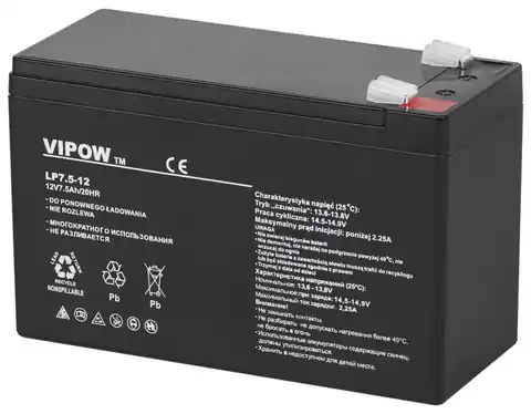 ⁨Akumulator żelowy Vipow (12 V, 7.5 Ah)⁩ w sklepie Wasserman.eu