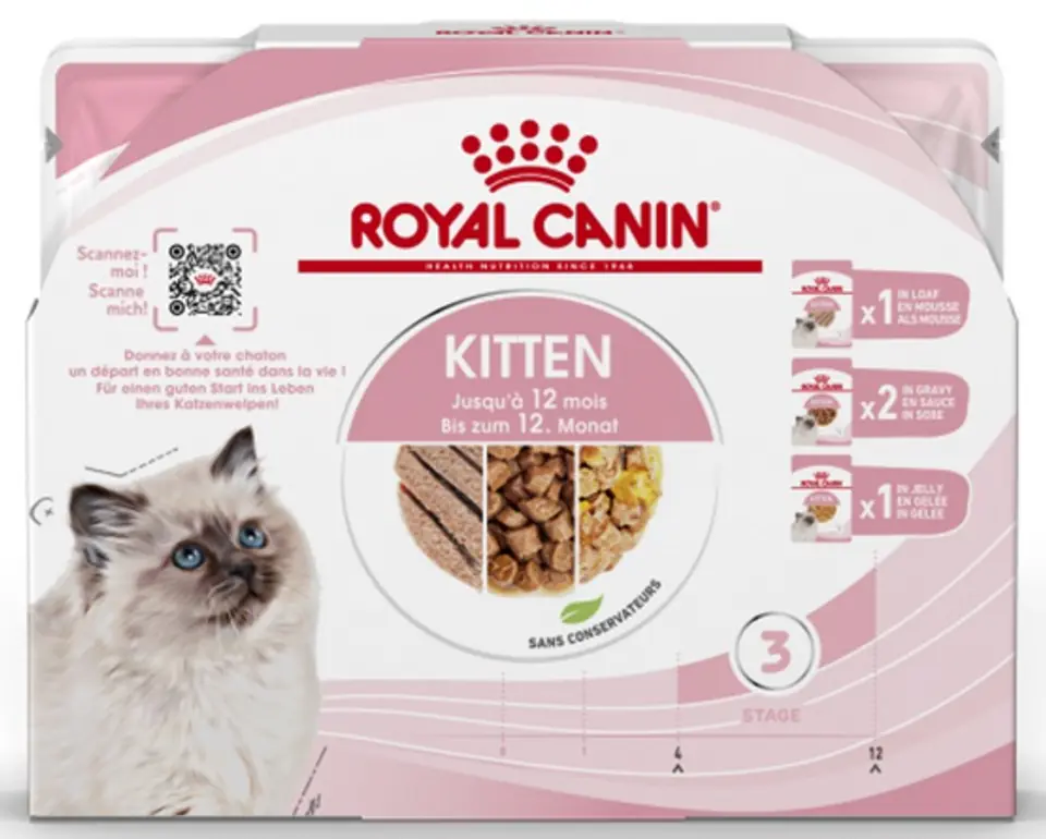 ⁨Royal Canin Feline Kitten Multipack wet food for kittens up to 12 months of age sachets 4x85g⁩ at Wasserman.eu