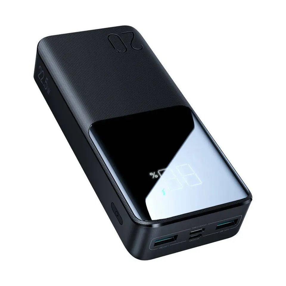 ⁨Power Bank 20000mAh 22.5W 2xUSB QC3.0 + USB-C PD3.0 + Micro USB LED Display External Battery Fast Charge JOYROOM JR-QP192 black⁩ at Wasserman.eu