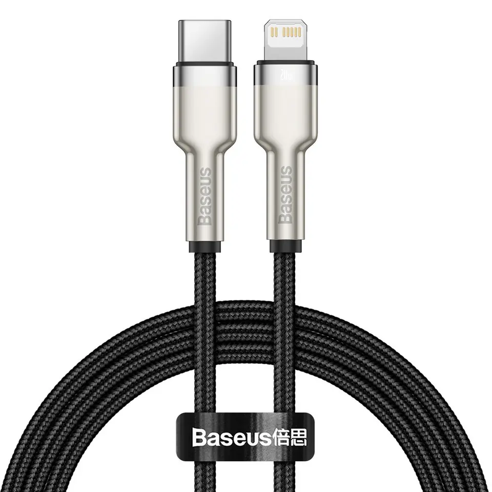 ⁨Kabel usb-c do lightning baseus cafule, pd, 20w, 1m czarny⁩ w sklepie Wasserman.eu