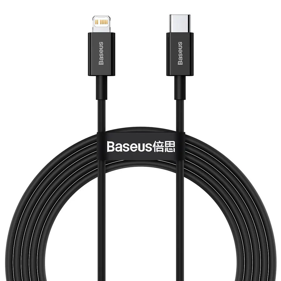 ⁨Baseus kabel usb-c do lightning superior series, 20w, pd, 200 cm czarny⁩ w sklepie Wasserman.eu