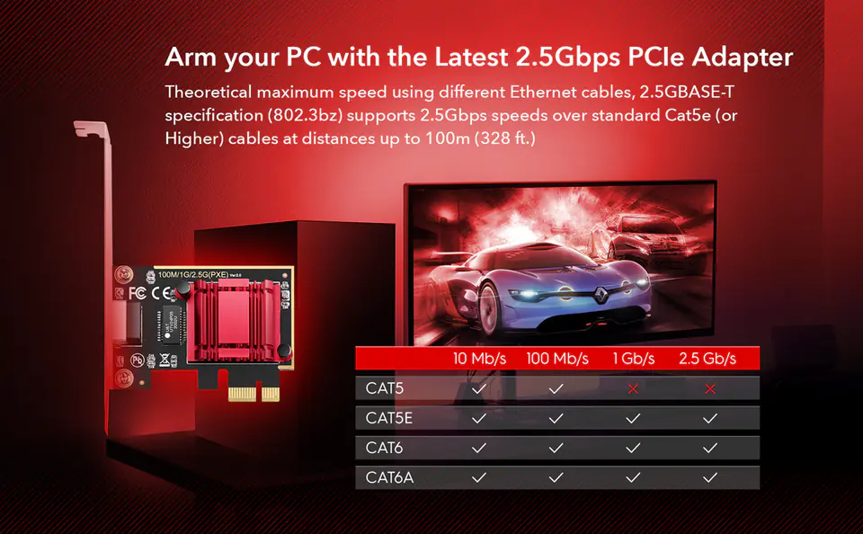 Internal network adapter LAN PCI-E 2.5 GBPs CUDY PE25