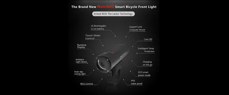 Front bicycle light Navi600 3350mAh 600lm