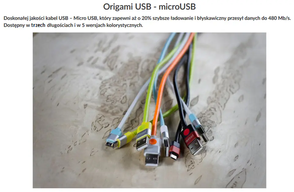 Kabel USB - microUSB 2.0 ORIGAMI 1m Biały