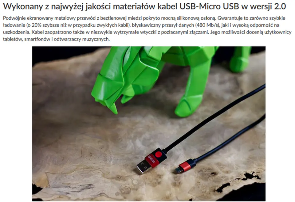USB - microUSB 2.0 ORIGAMI cable 2m Orange
