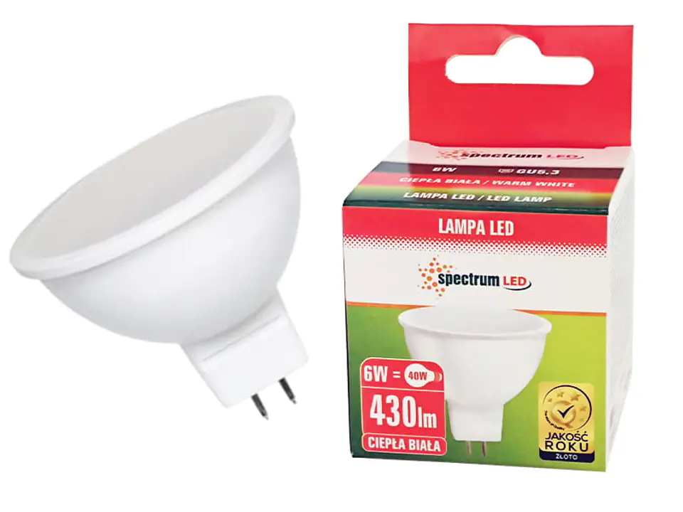 Żarówka led MR16/GU5,3 6W ciepła spectrumLED WOJ13133