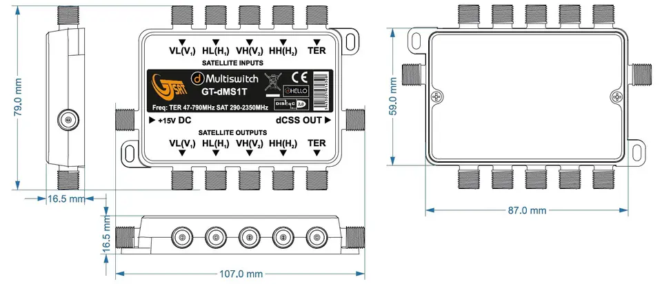 Multiswitch Unicable II program. GT-SAT GT-dMTS1T