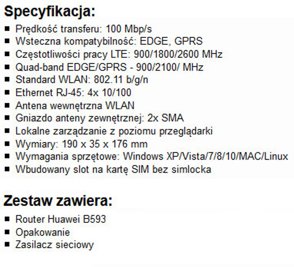 Router Telekom HUAWEI B593 3G/4G LTE Refurbished
