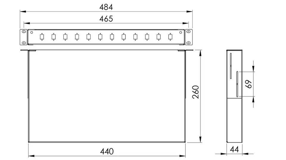 Przełącznica 19" 1U 12xSC Simplex Szara stała