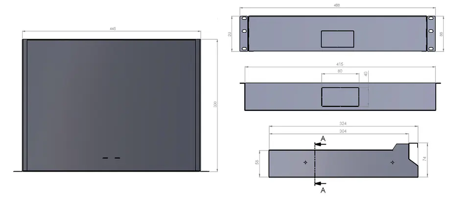 Rack cabinet drawer 19'' Spacetronik 2U Grey