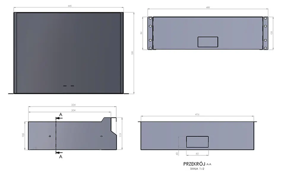 Drawer for Rack Cabinets 19'' Spacetronik 3U Grey
