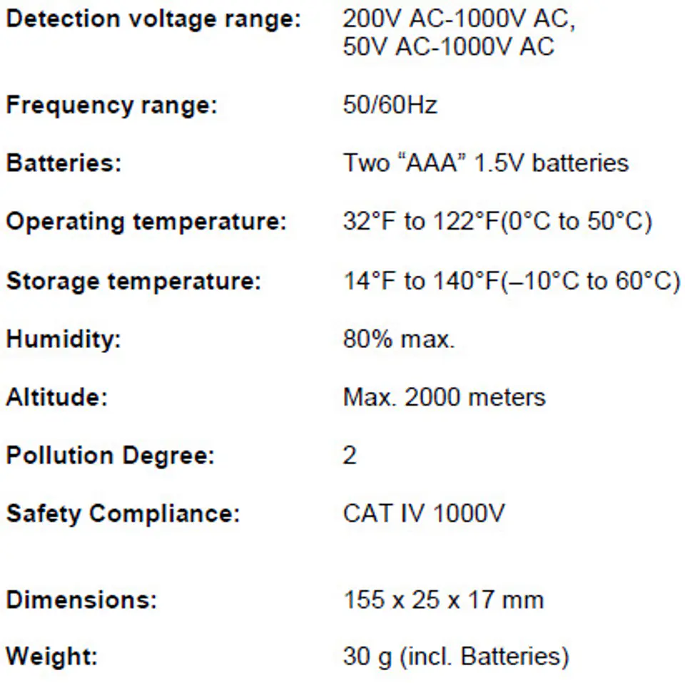 Non-contact voltage tester PeakTech 1031 50-1000V