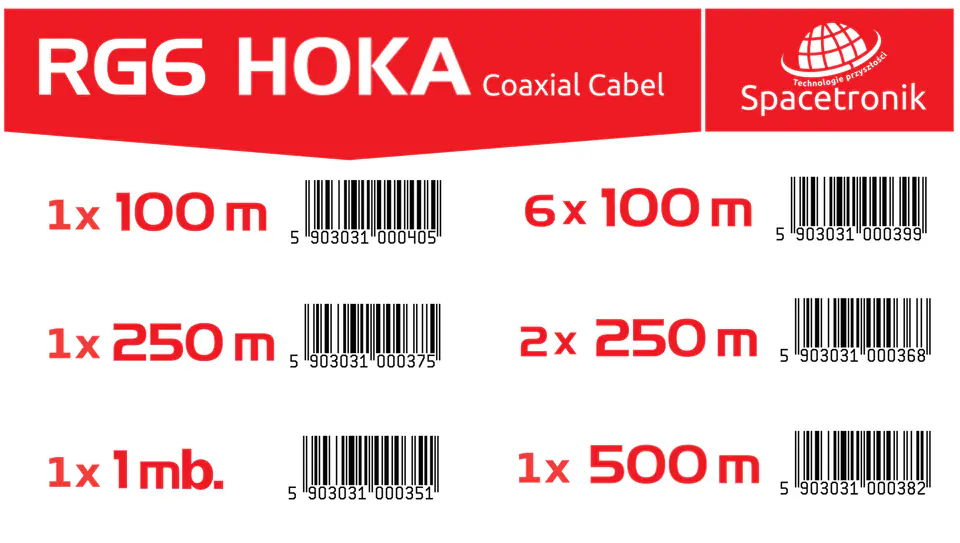 RG6 Spacetronik HOKA 102 CU Dualshield 100m cable