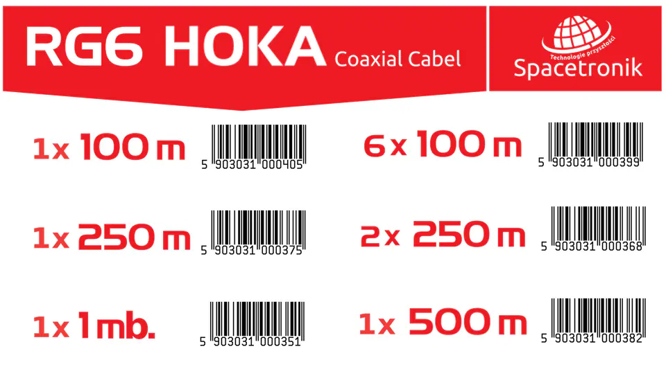 RG6 Spacetronik HOKA 102 CU Dualshield cable 1mb