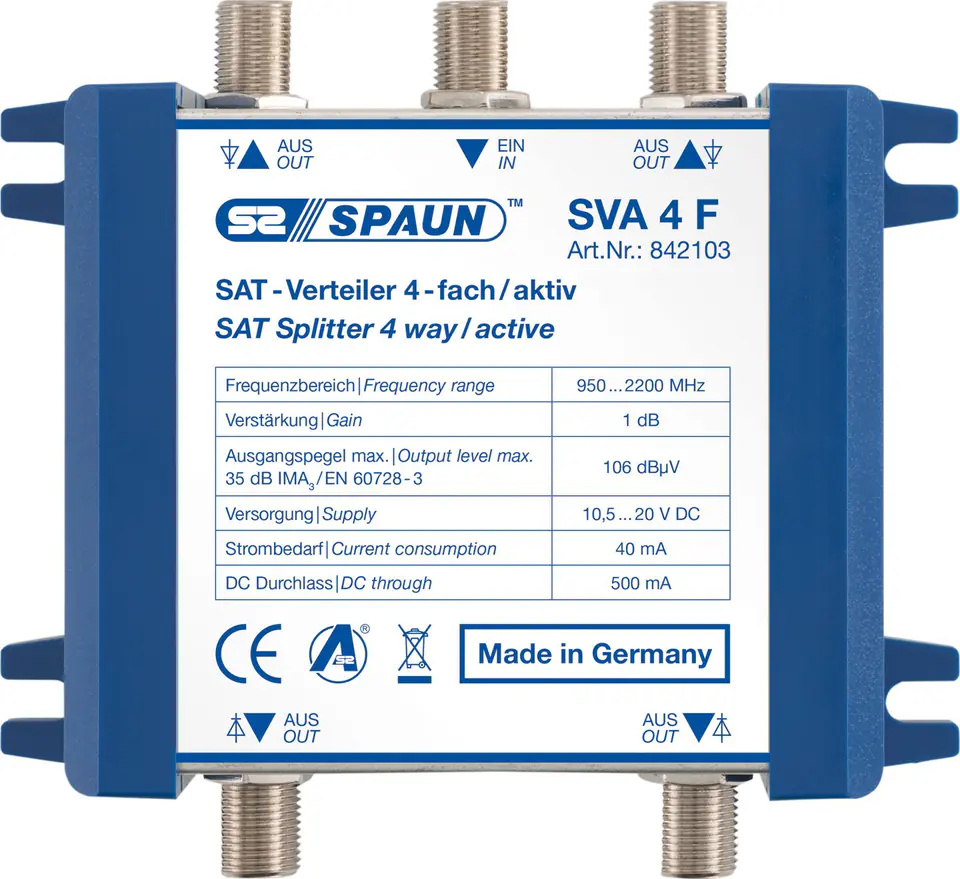 SAT quattro/wideband splitter Spaun SVA 4F