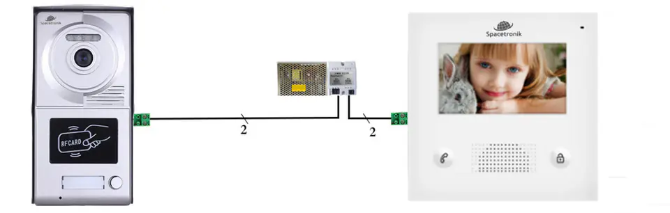 Przykładowa instalacja stacja bramowa wideodomofon moduł ip ac zasilacz