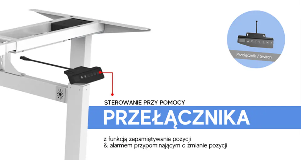 Przełącznik do biurkowego stelaża elektrycznego Spacetronik Ergoline SPE-212HW