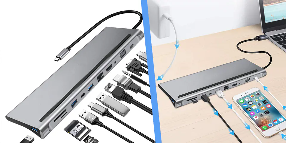 Multiport SPU-M02 USB-C HDMI VGA RJ45 USB 3.0 SD