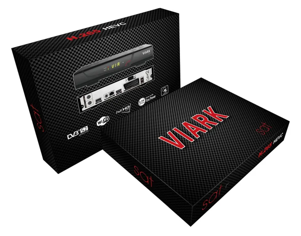 Viark Sat-Full HD DVB-S2 Digital satellite receiver Multistream H.265/HEVC,  with LAN, USB WiFi antenna and AC card reader