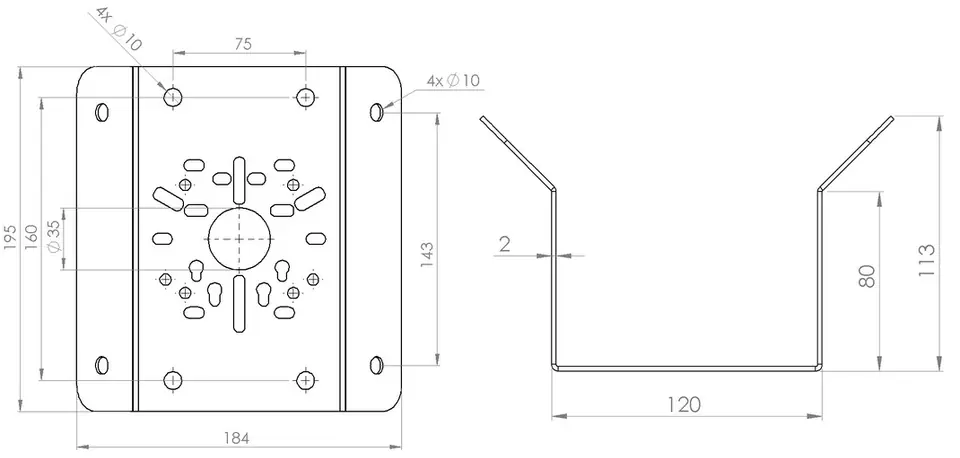 Corner bracket for cameras-zinc Spacetronik CMC-G