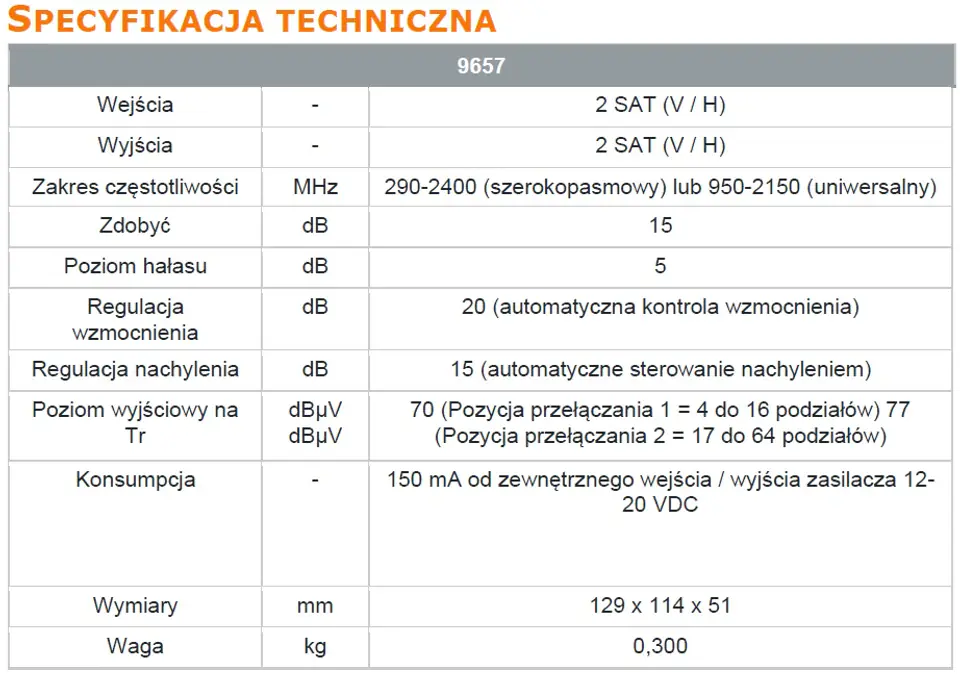 Wzmacniacz SAT Wide Band AGC ASC Johansson 9657