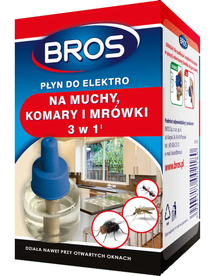 Płyn 3w1 do Bros Elektro na muchy, komary i mrówki