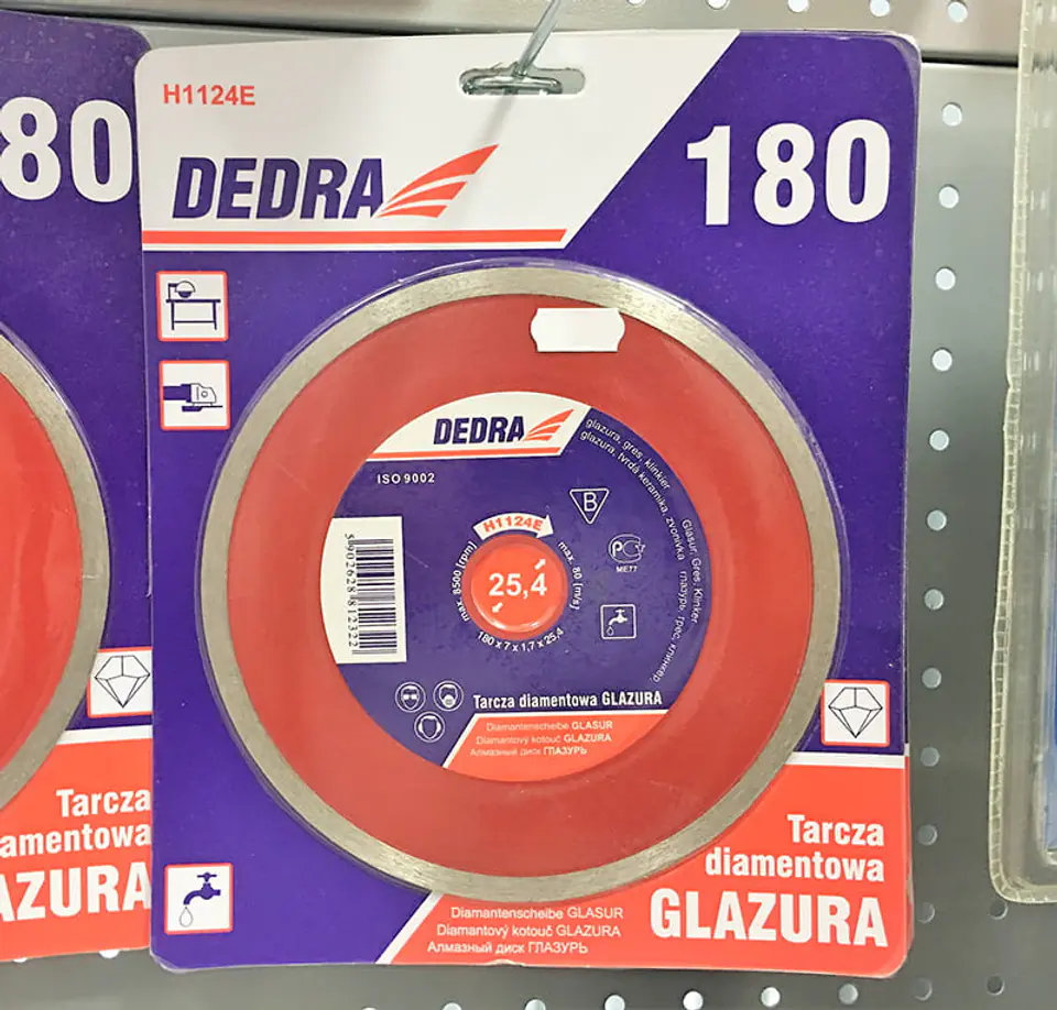 Tarcza diamentowa marki Dedra do płytek glazurniczych. Zdjęcie real