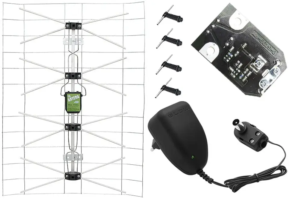 Antena siatkowa telewizyjna 0521 wzmacniacz zasilacz