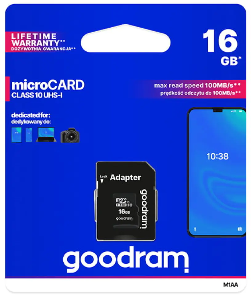 Karta pamięci microSD 16GB UHS-I Goodram M1AA 16GB