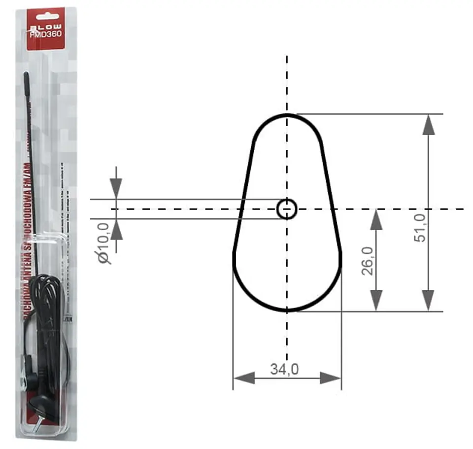 Mocowanie radiowej anteny samochodowej Blow FMD360