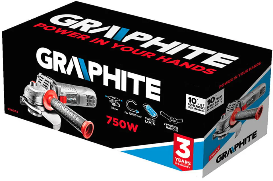 Szlifierka kątowa Graphite 59G063 opakowanie