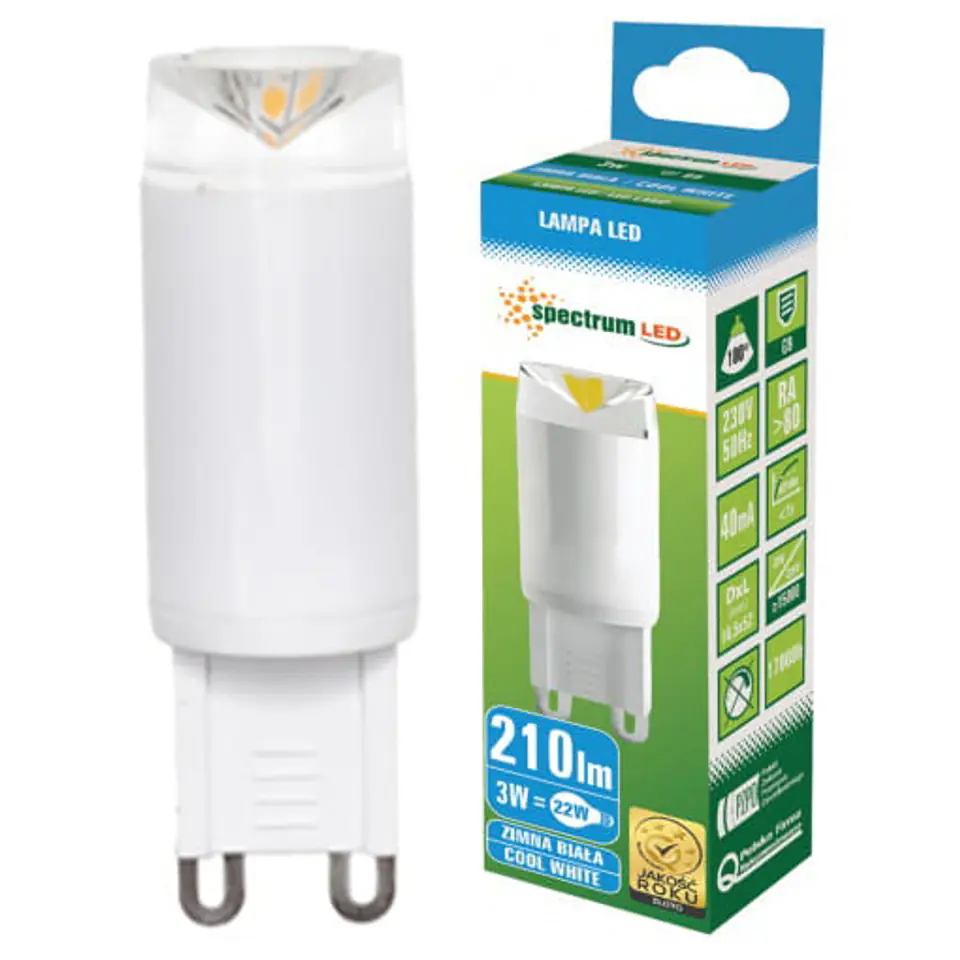 Żarówka Led 3W G9 WOJ+13064 zimna