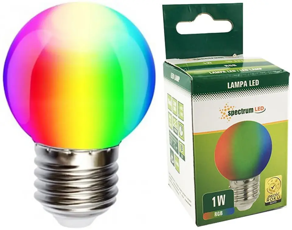 Żarówka E27 1W RGB multicolor WOJ13105