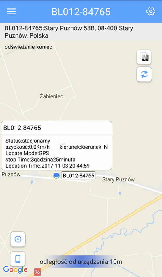 Przykład lokalizowanego obiektu na wyświetlaczu smartfona.