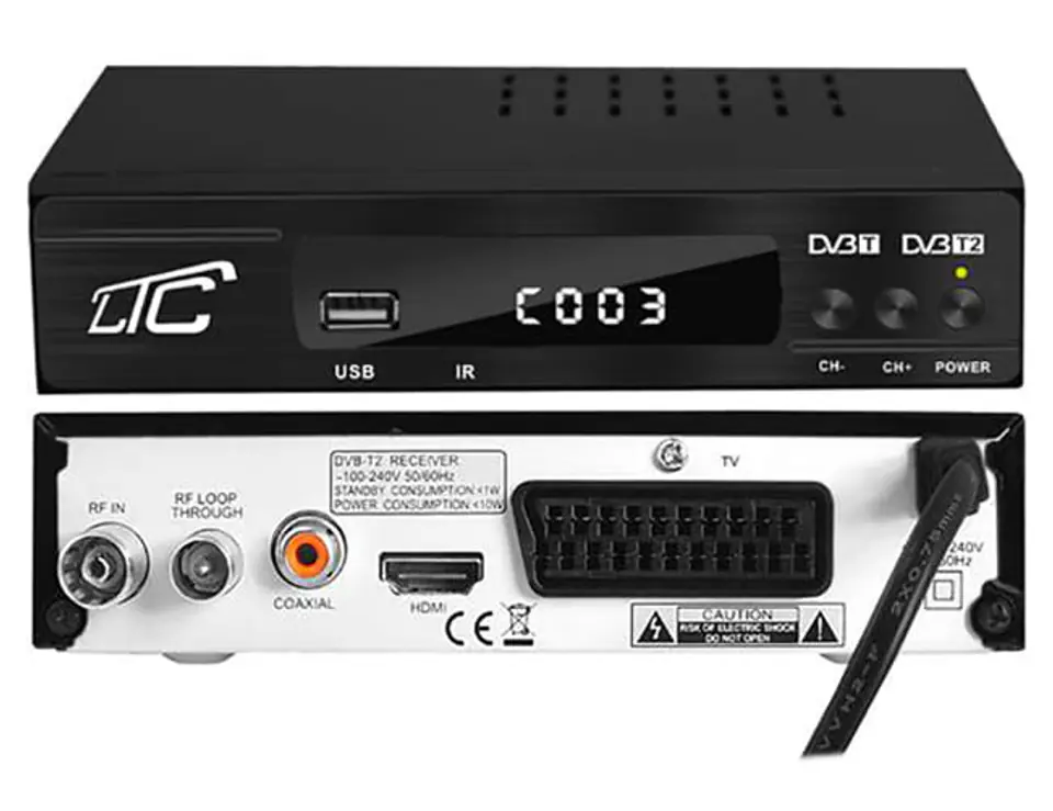 Decodificador de TV terrestre digital DVB-T-2 LTC HD205M con control remoto  programable H.265 