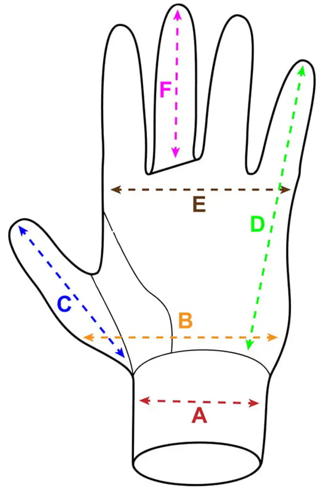 Rozmiarówka rękawicy roboczej